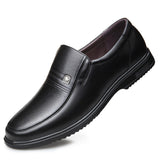 Men's Leather Genuine Flat Sole Round Toe Soft Sole Non-slip Casual Shoes For Middle-aged