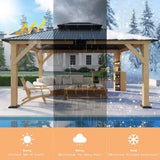 [13X15FT] Alora Premium Outdoor All-Season Wooden Cedar Hardtop Gazebo Carport With Double Iron Roof (SAK35187)