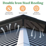 [13X15FT] Alora Premium Outdoor All-Season Wooden Cedar Hardtop Gazebo Carport With Double Iron Roof (SAK35187)