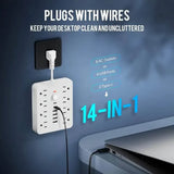 14-in-1 Power Strip With 4 USB Outlets, 2 Type-C Outlet and 8 AC Socket Outlets