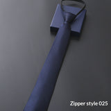 Mens Business Formal Zipper Tie With Blue Stripes