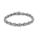 10K White Gold 2.0 Cttw Diamond Square Link Bracelet (J-K Color, I2-I3 Clarity) - Size 7.25"