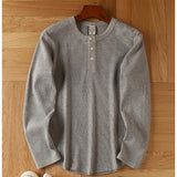 European And American Men's Cotton Waffle-Weave Long-Sleeve T-Shirt Base Layer