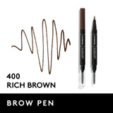 COVERGIRL Easy Breezy Brow All-Day Brow Ink Pen, 400 Rich Brown, 0.02 fl oz, Eyebrows, Eyebrow Pencil, Brow Pencil, Matte, Eyebrow Enhancer, Super-Fine Tip, Smudge Proof, Longlasting