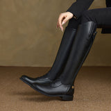 Womens Versatile Chunky-heel Boots Made From Full-grain Cowhide