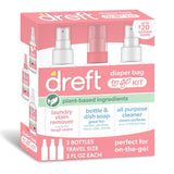 Dreft Diaper Bag To Go Kit Baby Essentials Gift Set with Laundry Stain Remover, Bottle Soap, and Surface Cleaner, Travel Size, 3 Pieces
