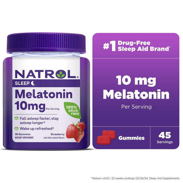Natrol? Melatonin Gummies, Sleep Support for Adults, Strawberry Flavor, 10mg, 90 Count