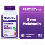 Natrol? Sleep Melatonin Fast Dissolve Tablets, Nighttime Sleep Aid, Strawberry Flavor, 5mg, 150 Count