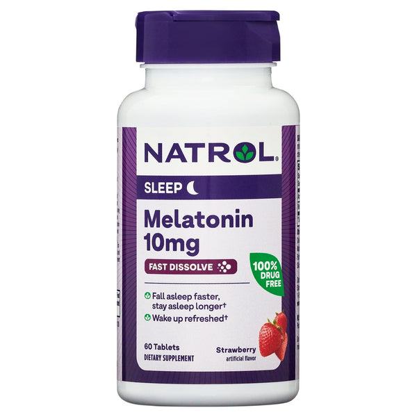 Natrol? Sleep Melatonin Fast Dissolve Tablets, Nighttime Sleep Aid, Strawberry Flavor, 10mg, 60 Count
