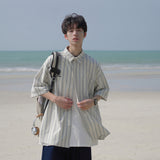 Men's Solid-Color Striped Short-Sleeve Top