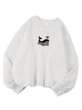 Womens Casual Sweatshirt With Print Cozy Hoodie For Fall Soft Wool Blend