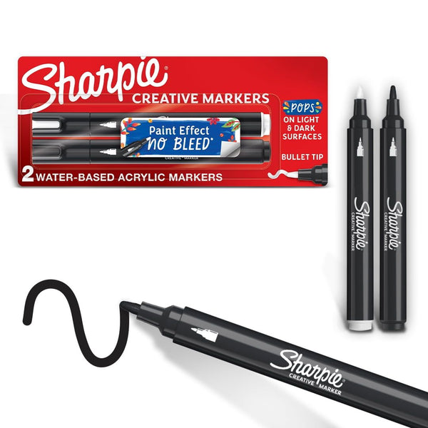 Sharpie Creative Markers, Water-Based Acrylic Markers, Bullet Tip, Assorted Colors, 2 Count