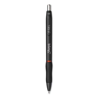 S-Gel Retractable Gel Pen Fine 0.5 mm, Red Ink, Black Barrel, Dozen