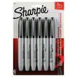 Sharpie Super Permanent Markers, Fine Point, Black, 6 Count