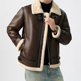 Mens Short Shearling Coat With Fur Attached