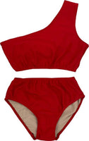 KIDS ONE SHOULDER HIGH WAISTED BIKINI