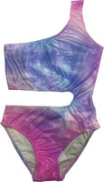 GIRL'S ONE SHOULDER CUTOUT BATHING SUIT