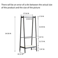 (Black) Solid Oak Wood Clothes Rack, Black Rattan Hanger Rack-clothes Rack with Shelves, Cloth Hanger Standing Garment Racks for Hanging Clothes