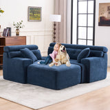 105'' Cloud Sectional Couch with L-Shape Chaise,Modern Modular Sofa with Deep Seat, Boneless Sofa for Living Room Bedroom,No Assembly Required,Blue.