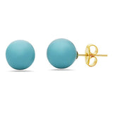 14K Gold Created Turquoise Stud Earrings by MUIBLU Gems