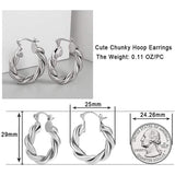 14K Gold Plated Twisted Gold Chunky Hoop Earrings