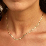 14K Solid Gold Figaro Chain Necklace 3mm