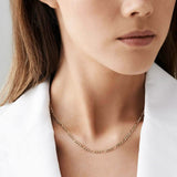 14K Solid Gold Figaro Chain Necklace 3mm