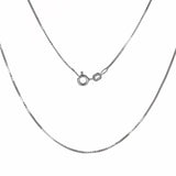 14K Solid White Gold Box Necklace Real Gold Chain