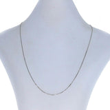 14K Solid White Gold Box Necklace Real Gold Chain