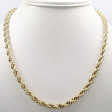 14K Solid Yellow Gold 4MM Rope Chain Thick Necklace Bracelet for Men and Women