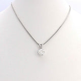 14K White Gold 1Ct Round European Cut Solitaire Diamond Pendant Necklace