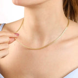 14K Yellow Solid Gold Round Bismark Chain Necklace 2.00mm