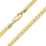 14K Yellow Solid Gold Round Box Link Chain Necklace