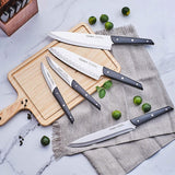 15-Pieces Set: Cookit Germany Stainless Steel Knife Block Set and Serrated Steak Knives