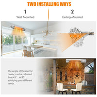 1500W Electric Indoor/Outdoor Waterproof Infrared Patio Heater W/ 2 Power Settings (91826957)