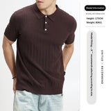 Mens Light-Luxury Rib-Knit Polo Shirt