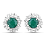 1.81 Carat Dyed Emerald and White Topaz .925 Sterling Silver Jewelry Set