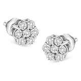 14K White Gold 1/2 cttw Round-Cut Diamond Floral Stud Earrings (I-J Color, SI2-I1 Clarity)