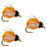3 Pack Bead Head LaFontaine Amber Deep Sparkle Caddis Pupa - Hook Size 12