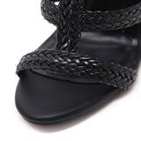 Women's High Heeled Open-Toe Sandals - Handwoven Style