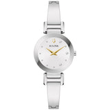 Bulova Marc Anthony Ladies Modern Diamond Silver Stainless Steel Bangle Bracelet WatchSilver White Dial Style: 96P241