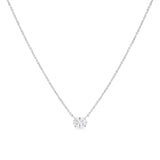 14K White Gold 1/2 Cttw Lab Grown Oval Shape Solitaire Diamond East West 18" Pendant Necklace (E-F Color, VS1-VS2 Clarity)
