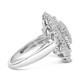Sterling Silver 2.0 Cttw Diamond Oval Halo Cocktail Ring