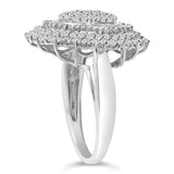 Sterling Silver 2.0 Cttw Diamond Oval Halo Cocktail Ring