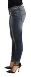 Acht Blue Washed Cotton Low Waist Skinny Denim Women Trouser Jeans