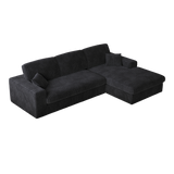 114.5'Modern Corduroy Modular foam Sofa, Recliner Seat reversible Sofa, 2-in-1 Sofa with Recliner and L-Shaped Sofa Combination with Three Cushion Neck Pillow Combination and Two Throw Pillows
