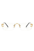 Rimless Retro Rectangle Flat Top Tinted Sunglasses