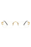 Rimless Retro Rectangle Flat Top Tinted Sunglasses