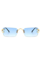 Rimless Retro Rectangle Flat Top Tinted Sunglasses