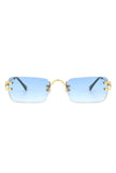Rimless Retro Rectangle Flat Top Tinted Sunglasses